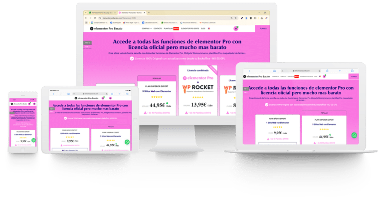 Página web para venta de elementor Pro